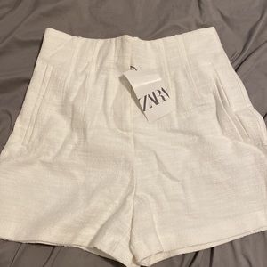 NWT Zara White Textured Shorts